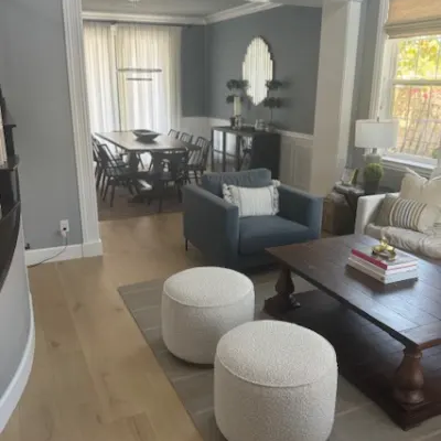 Neutral wood floors in a San Diego home