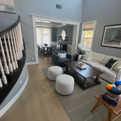 Hardwood flooring in a home with vaulted ceilings