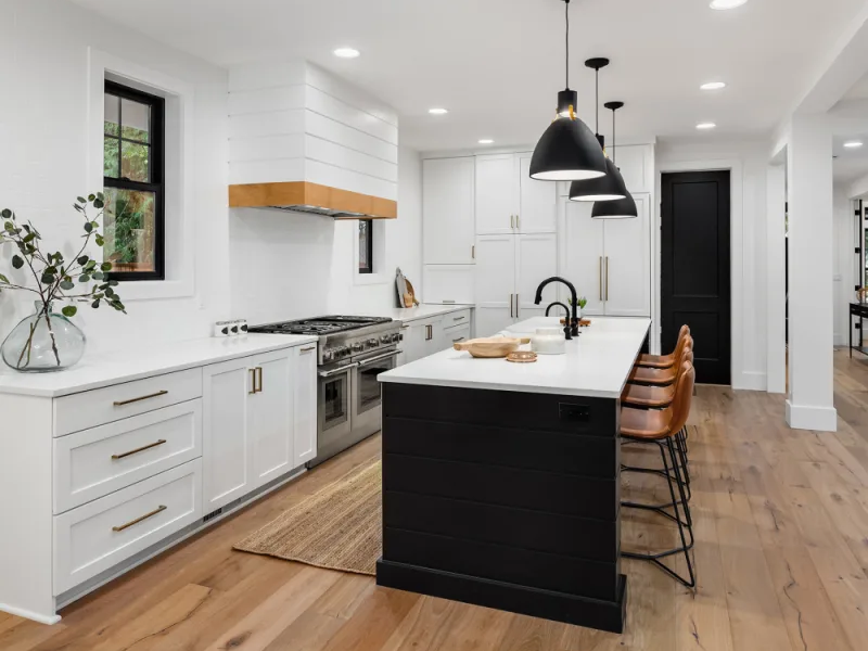 Bright kitchen with wood floors in San Diego CA