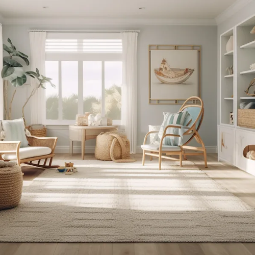 Childrens Nursery in a bright family home with durable wood flooring