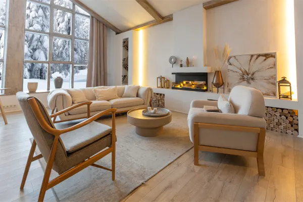 Cozy chalet home with hardwood flooring