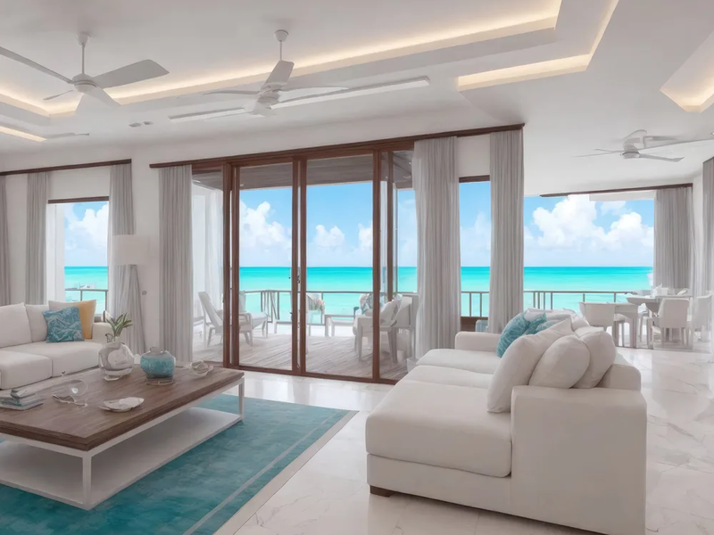 Coastal waterfront home with tile flooring