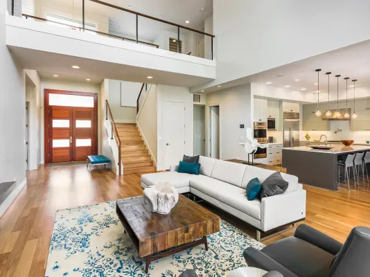 Engineered hardwood floors in an open concept San Diego home