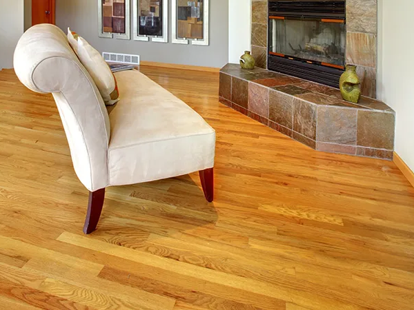 Hardwood flooring in a traditional style living room