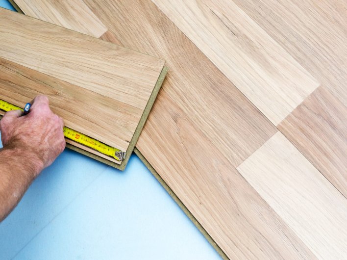 Measuring Hardwood flooring during installation