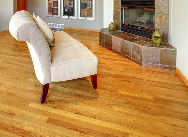 Hardwood flooring in a traditional style living room