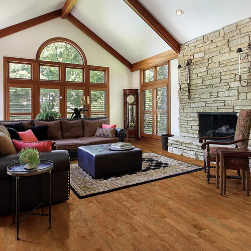 Cork flooring in a living room of a La Jolla CA home