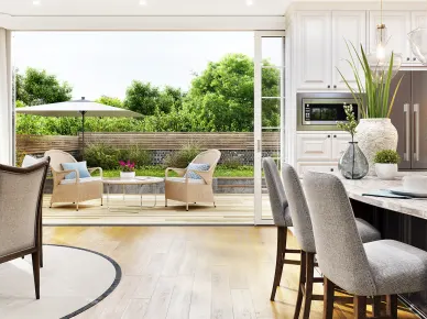 Hardwood flooring in a modern and stylish kitchen