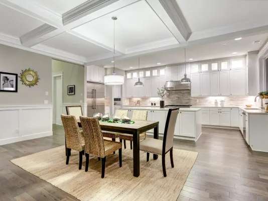 Traditional dining room with Luxury Vinyl floors