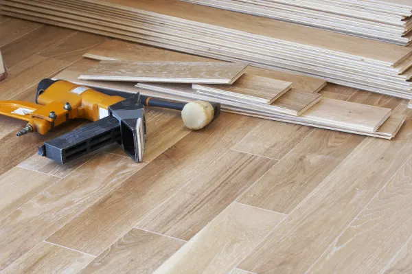Luxury Vinyl flooring planks being installed in San Diego CA