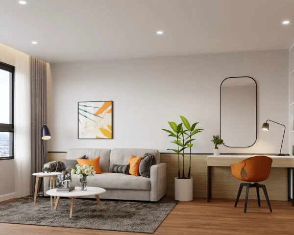 Modern condo with stylish hardwood flooring