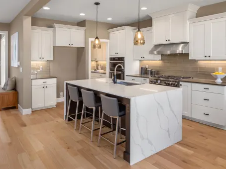 Family kitchen with durable wood floors