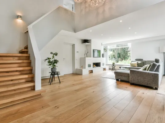 Sustainable hardwood flooring in a bright family home