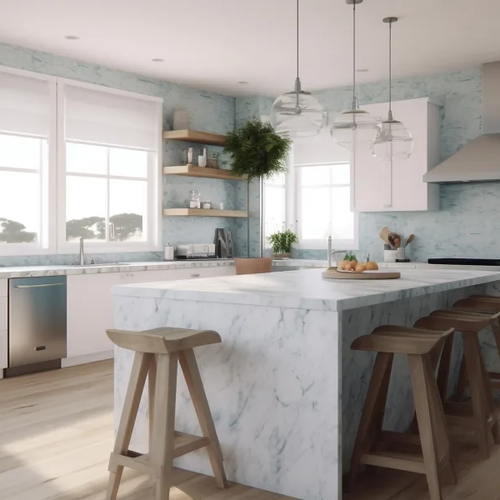 Waterproof LVP Floors in a modern family kitchen