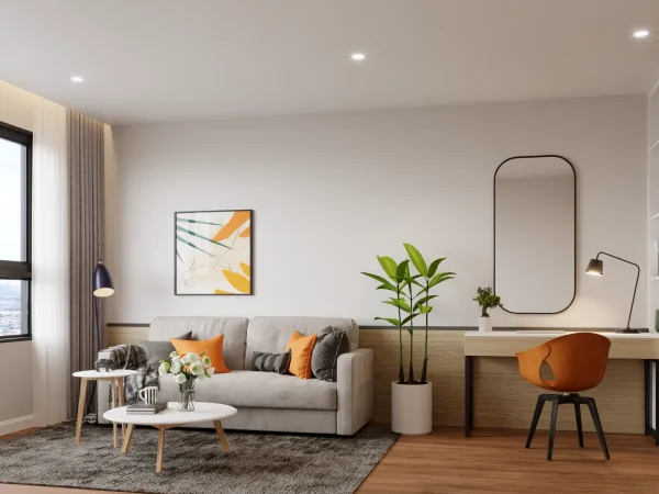 Modern condo with stylish hardwood flooring