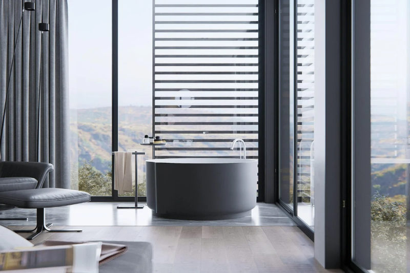 Modern bathroom with waterproof LVP floors