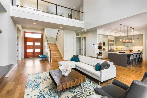 Engineered hardwood floors in an open concept San Diego home