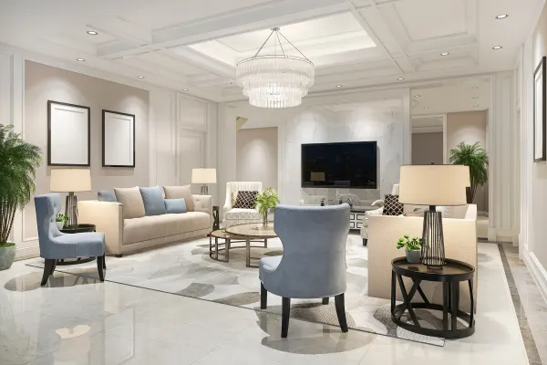 White Marble LVT flooring in a San Diego home
