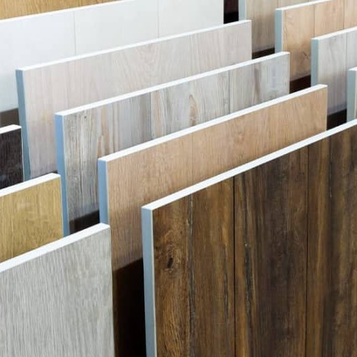 Flooring samples in a San Diego showroom