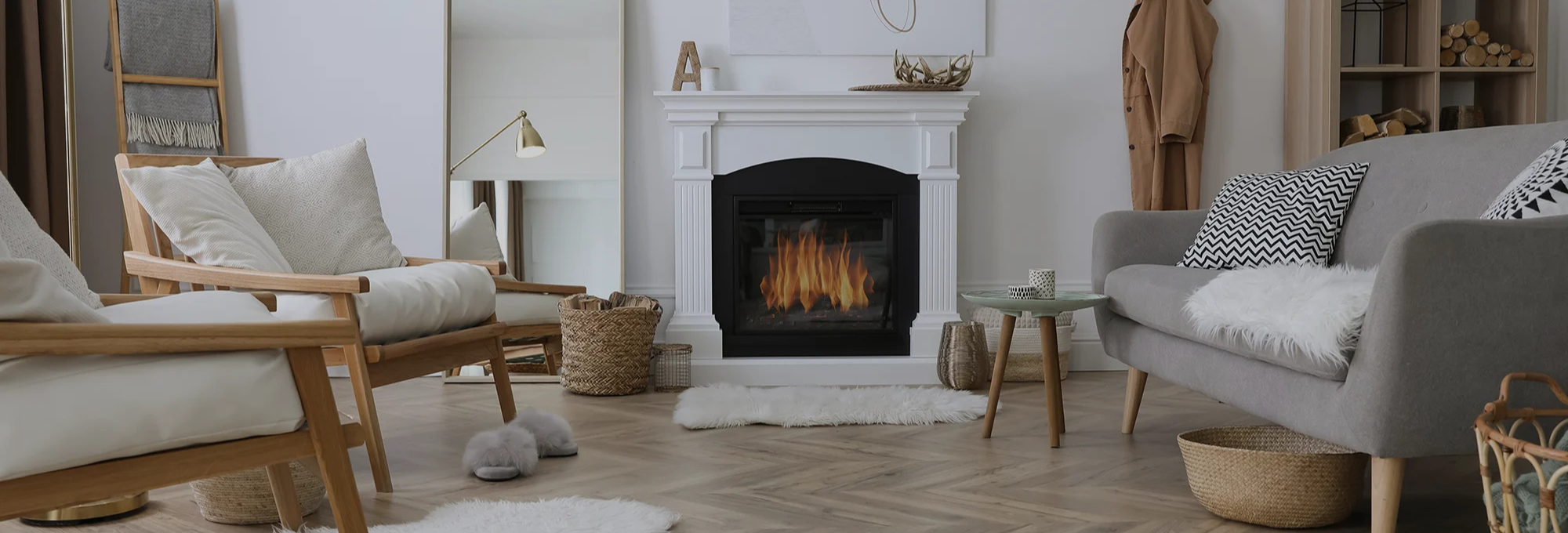 Stylish living room in a San Diego home with Hardwood floors
